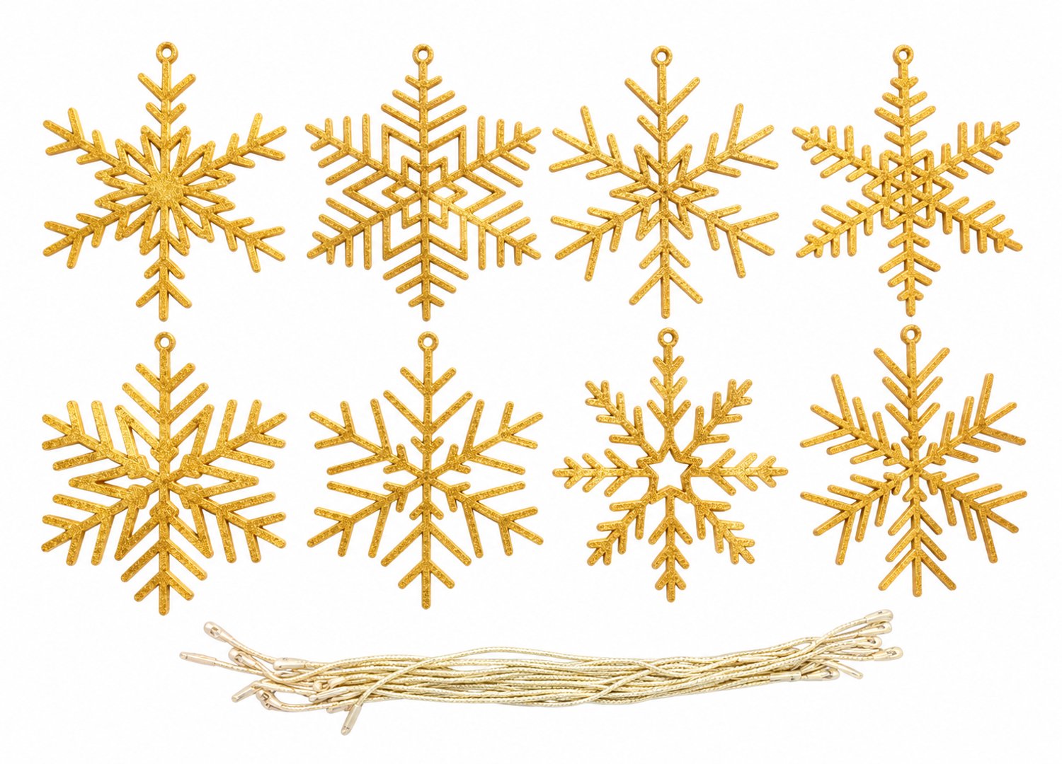 Ardran & Tookar Kerstversiering hangers - kerstboomversiering - kerstballen - sneeuwvlokje set goudkleurig 8 stuks