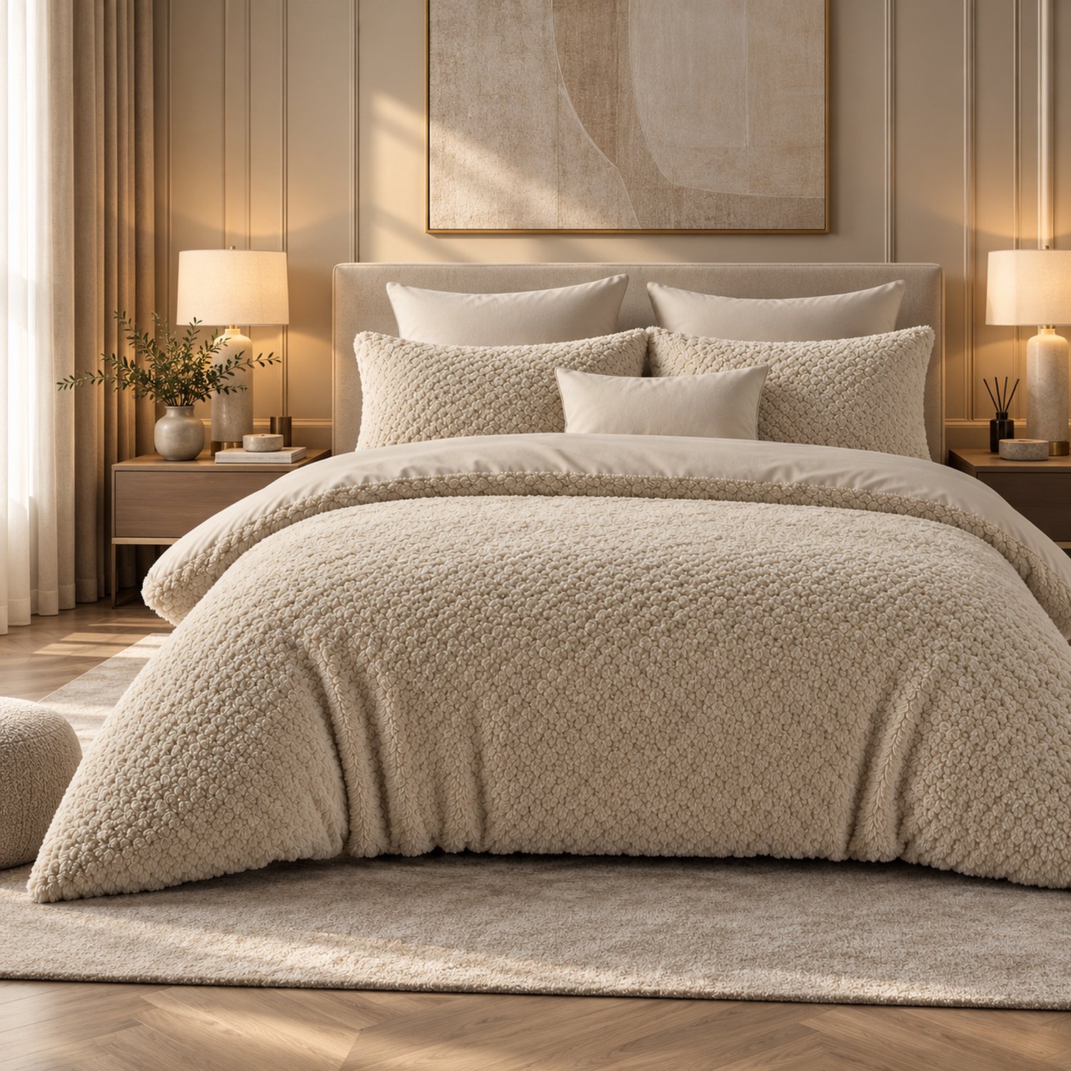 Dormidor Dekbedovertrek Furry Teddy – 200x200/220 cm – Tweepersoons – Taupe – Inclusief 2 Kussenslopen
