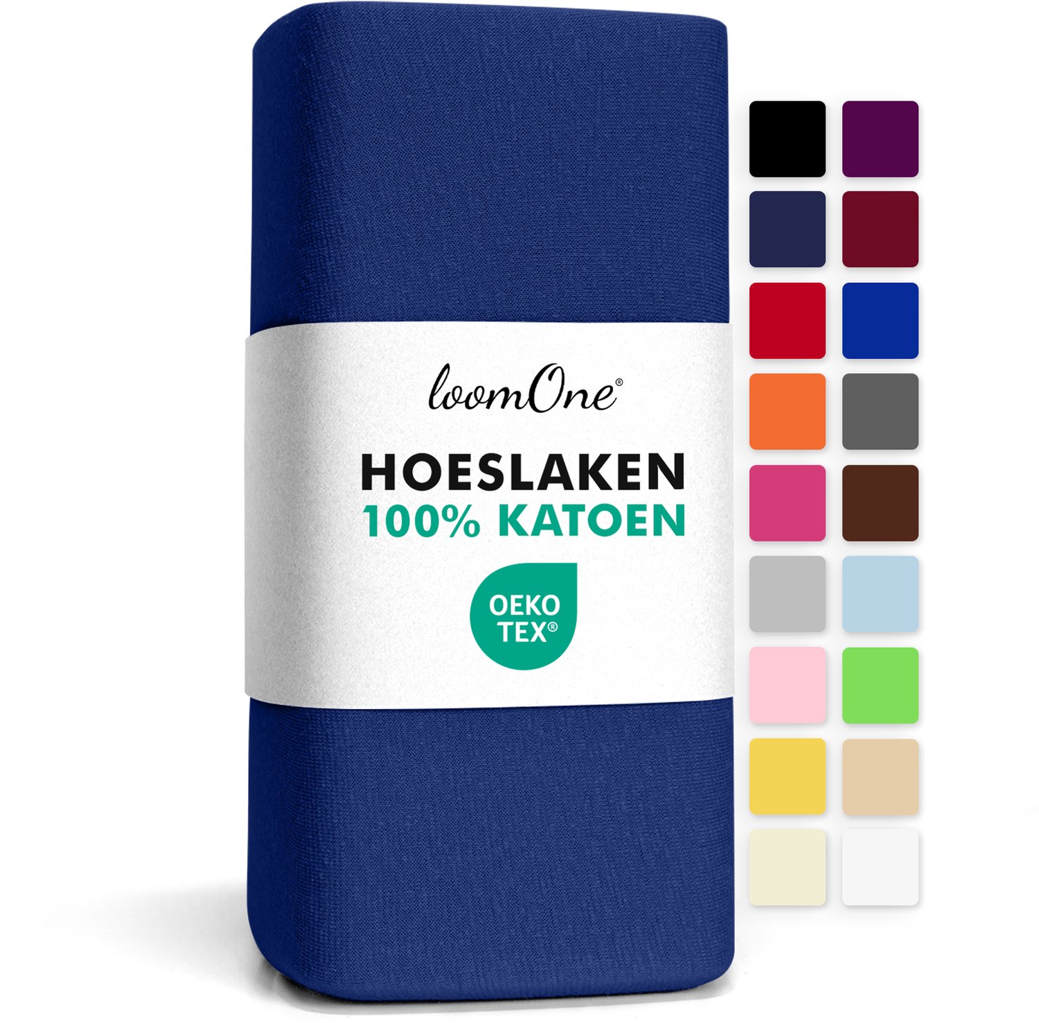 Loom One Hoeslaken – 100% Jersey Katoen – tot 40cm matrasdikte– 160 g/m² – voor Boxspring-Waterbed - Koningsblauw, foto 2