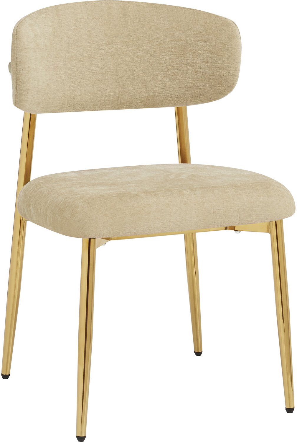 MUVANO Eetkamerstoelen set van 2 - Polyester bekleding - Goudkleurig metalen frame - Zitting 50 x 46 cm - Voor keuken en eetkamer - Bruin