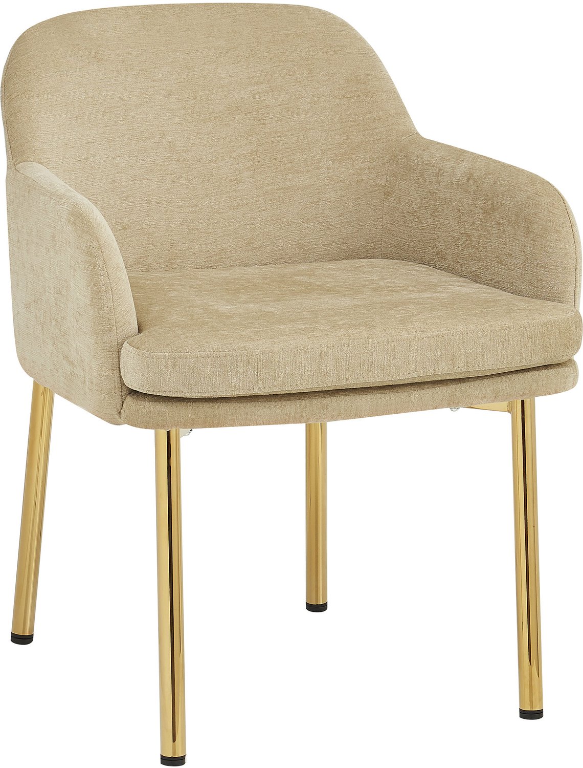 MUVANO Bruine eetkamerstoelen set van 2 - Gestoffeerd met armleuningen - IJzeren poten met verstelbare voetjes - Zitvlak 54 x 45 cm - Voor eetkamer en keuken