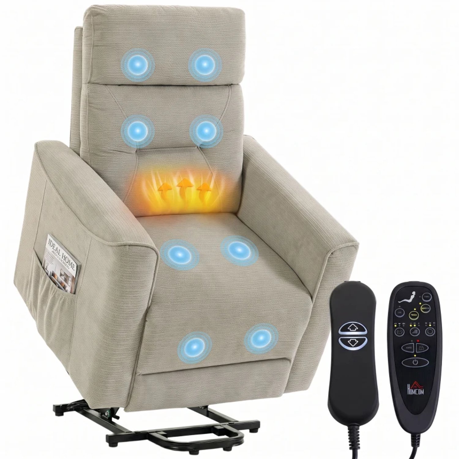 GranMaison Massagestoel - Ontspannende Stoel - Met Ligfunctie - Trilfunctie - Verstelbare Stoel - TV Stoel - Relaxfauteuil - Beklede Stoel - Grijsbeige