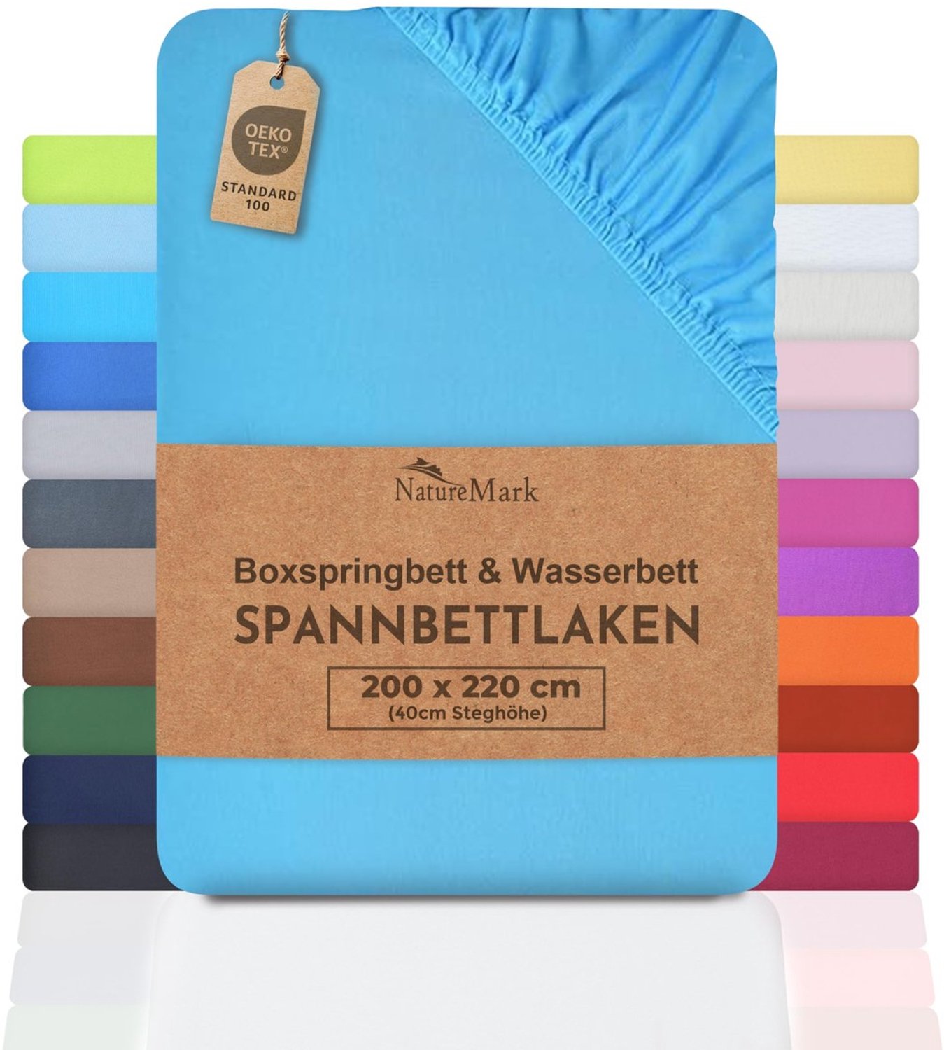 Duraxl Hoeslaken - 200 x 220 cm - 40 cm matrashoogte - 100% katoen - Turquoise