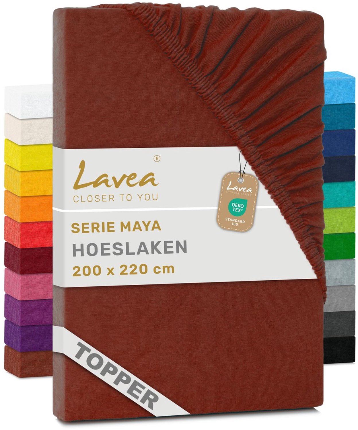 Duraxl Hoeslaken - Voor topper - 200 x 220 cm - Kastanjebruin
