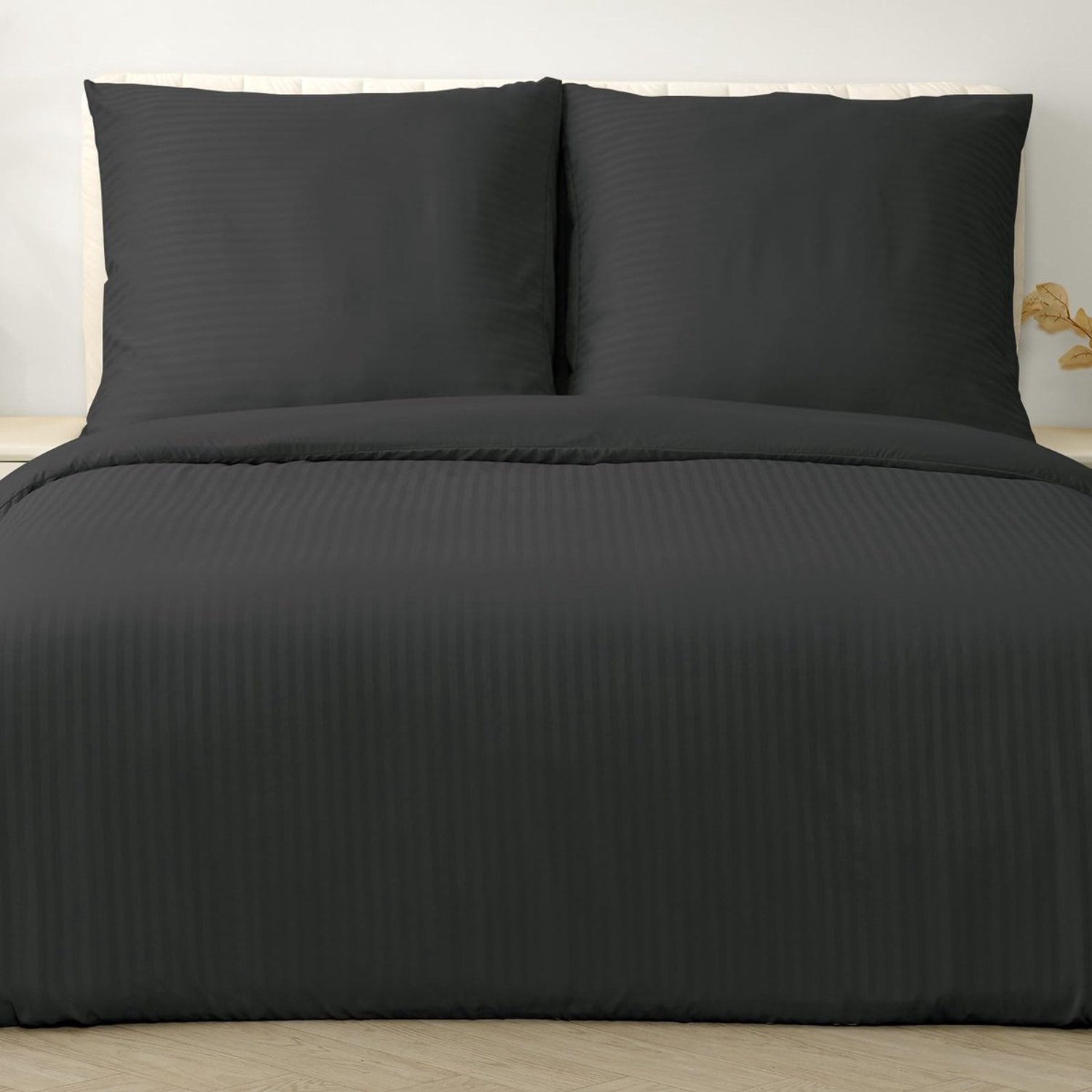 Duraxl Dekbedovertrekset - Microvezel - Zwart gestreept - 240 x 220 cm