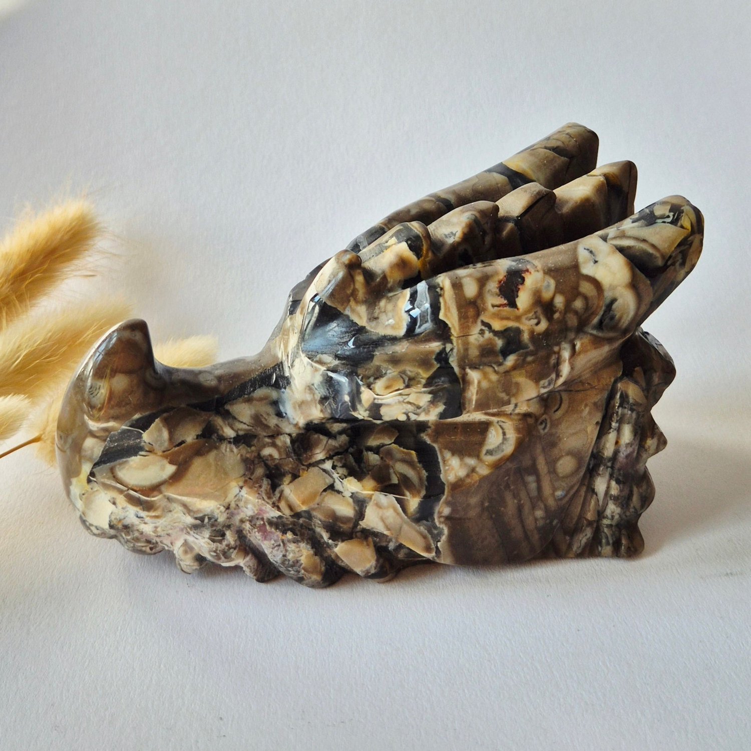 Moonlight Gemstones Edelsteen UV-Reactieve Volcano Agate Dragon Skull – 648 g | Mystieke Energie & Spirituele Bescherming Meerkleurig