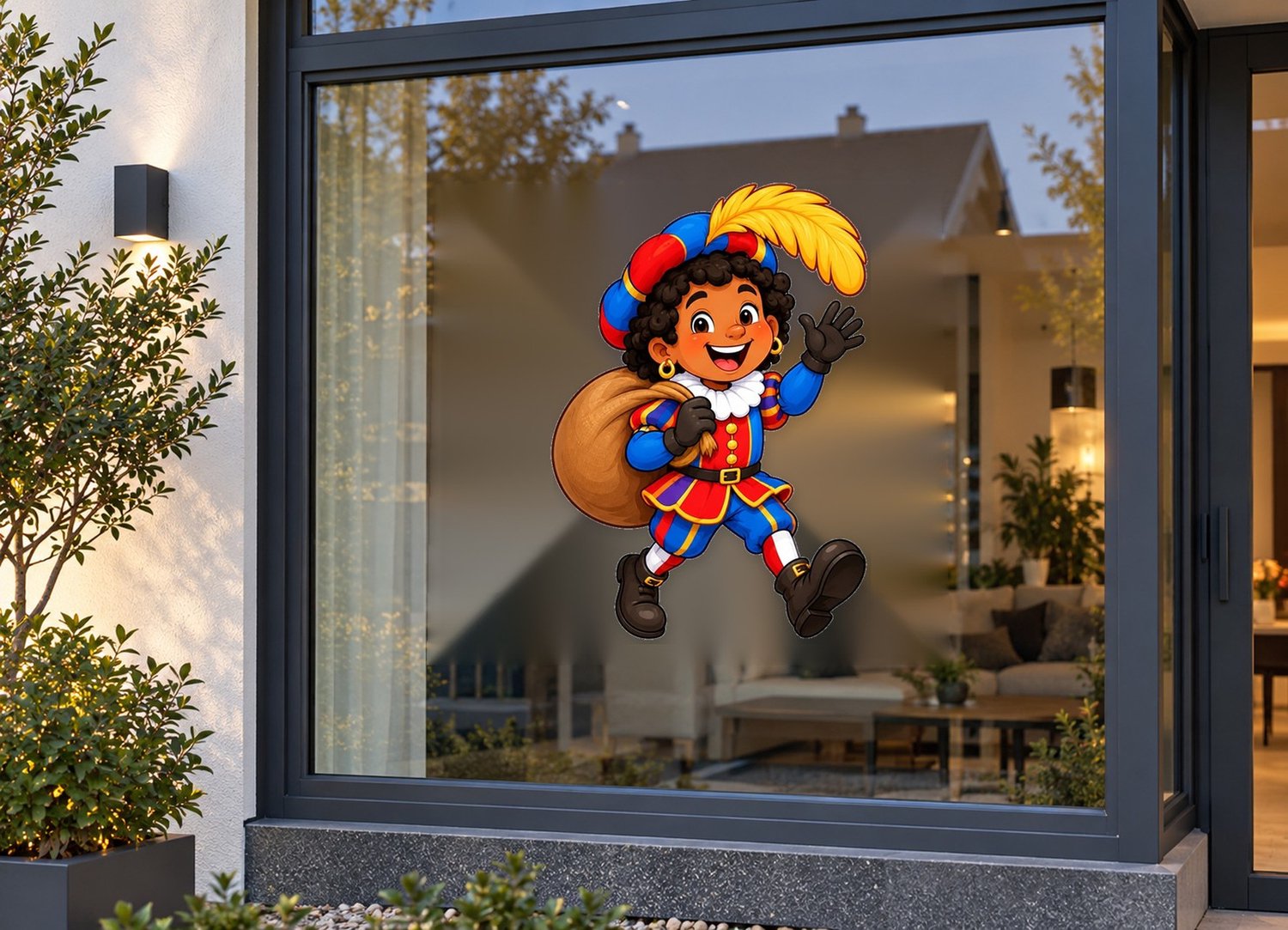 De Stickerman Sinterklaas Raamsticker 30cm Breed Herbruikbaar Weerbestendig (V11) Multi