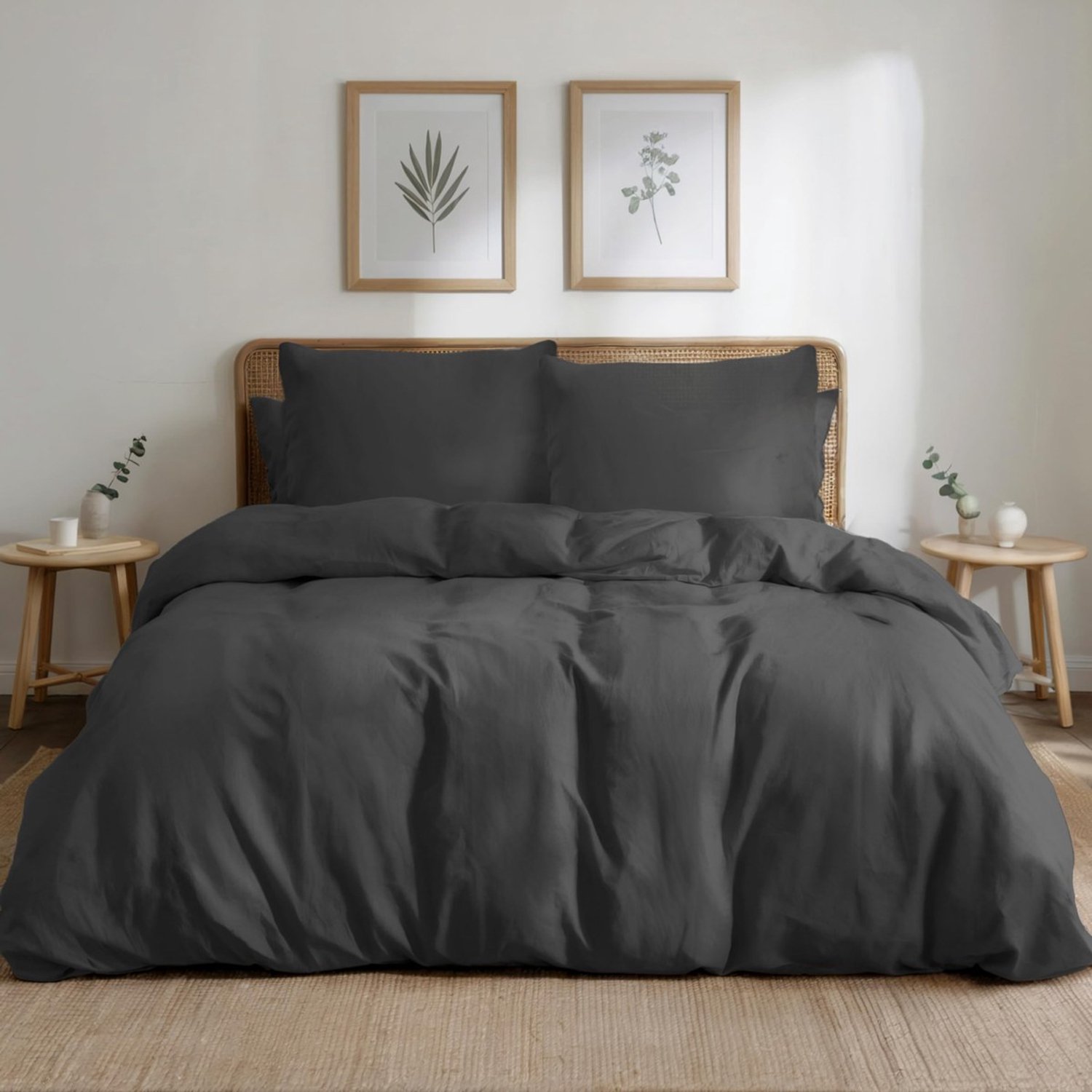 Duraxl Dekbedovertrek - 155 x 220 cm - Percale katoen - Donkergrijs