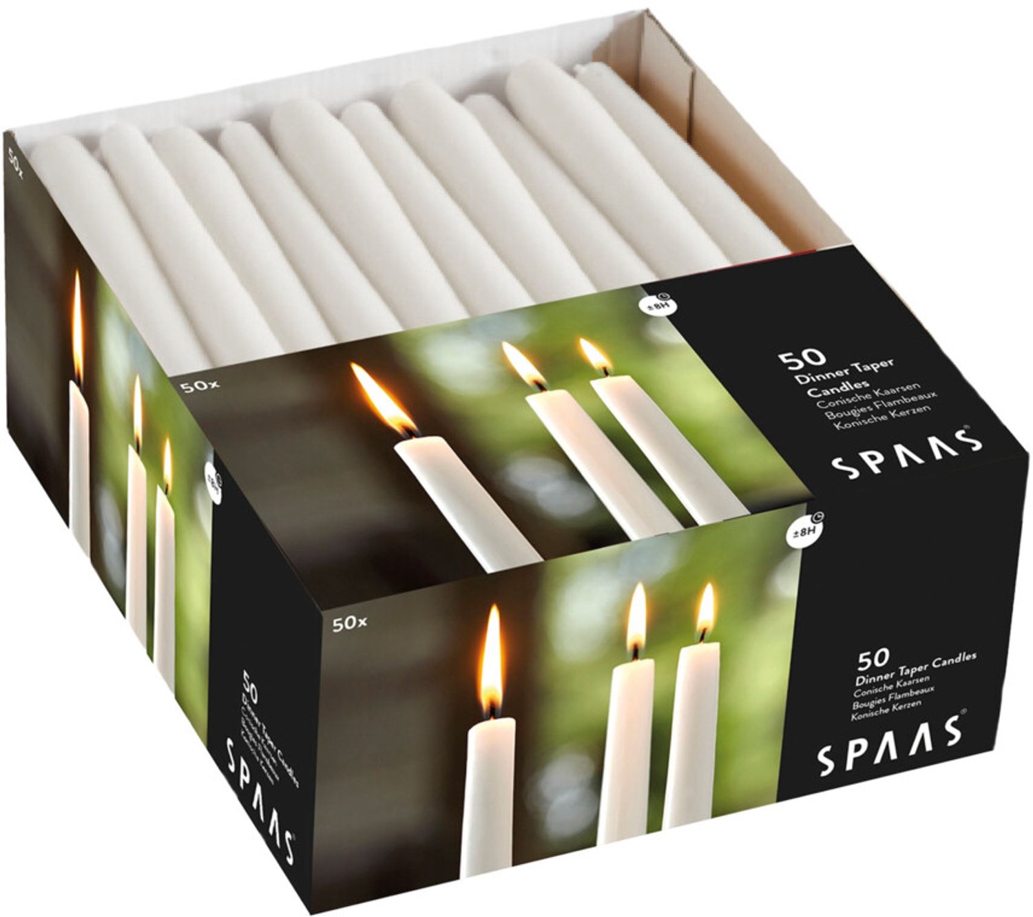 SPAAS Festilux dinerkaarsen 50 stuks - Wit