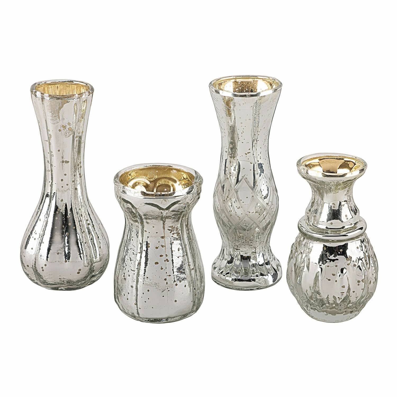 Loberon Decoratieve vaas set van 4 Maelie antiekzilverkleurig