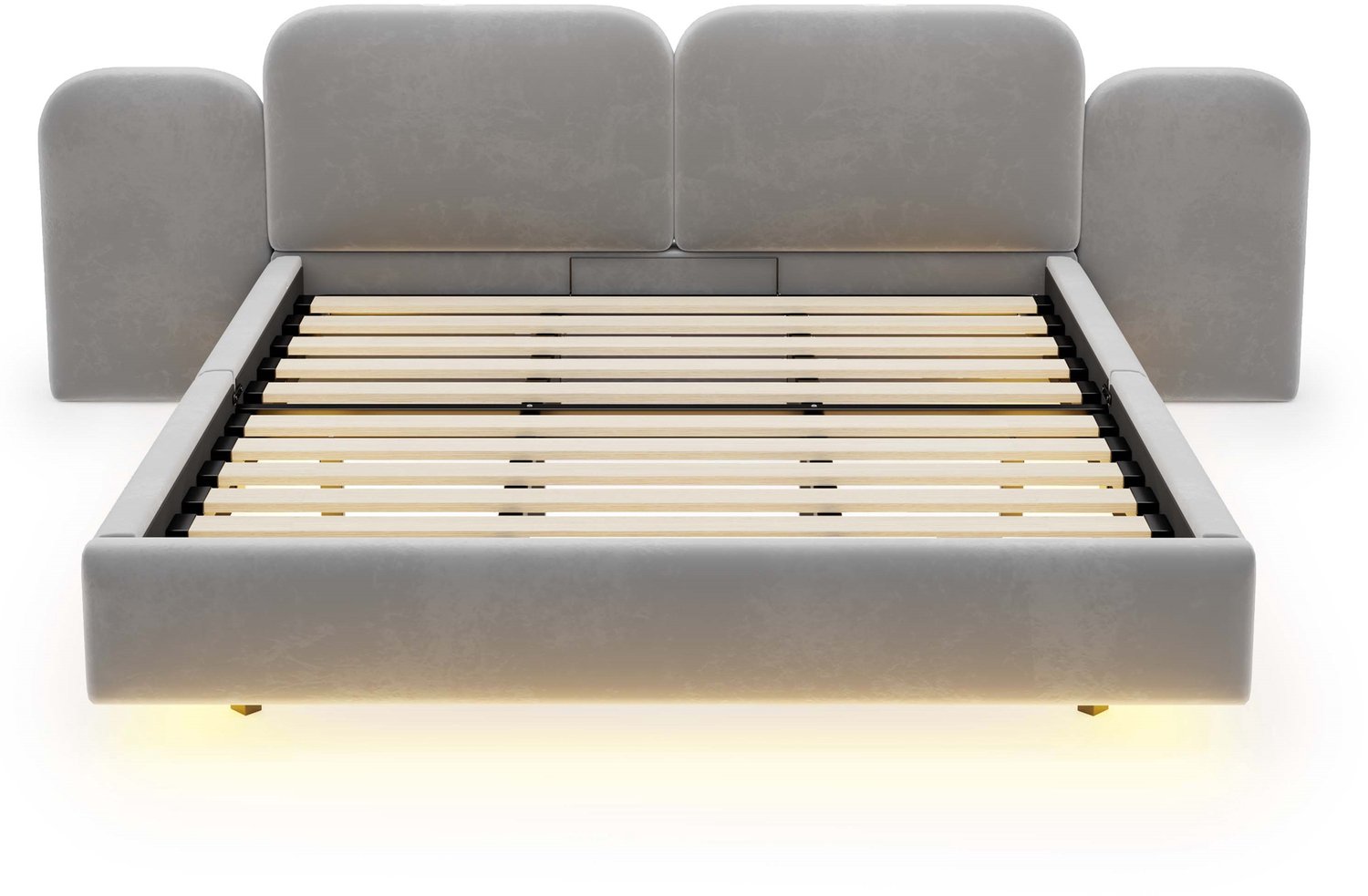 MODFU Gestoffeerd Bed - Hydraulische Opbergruimte - RGB-Ledverlichting - Grijs - 180 X 200 Cm