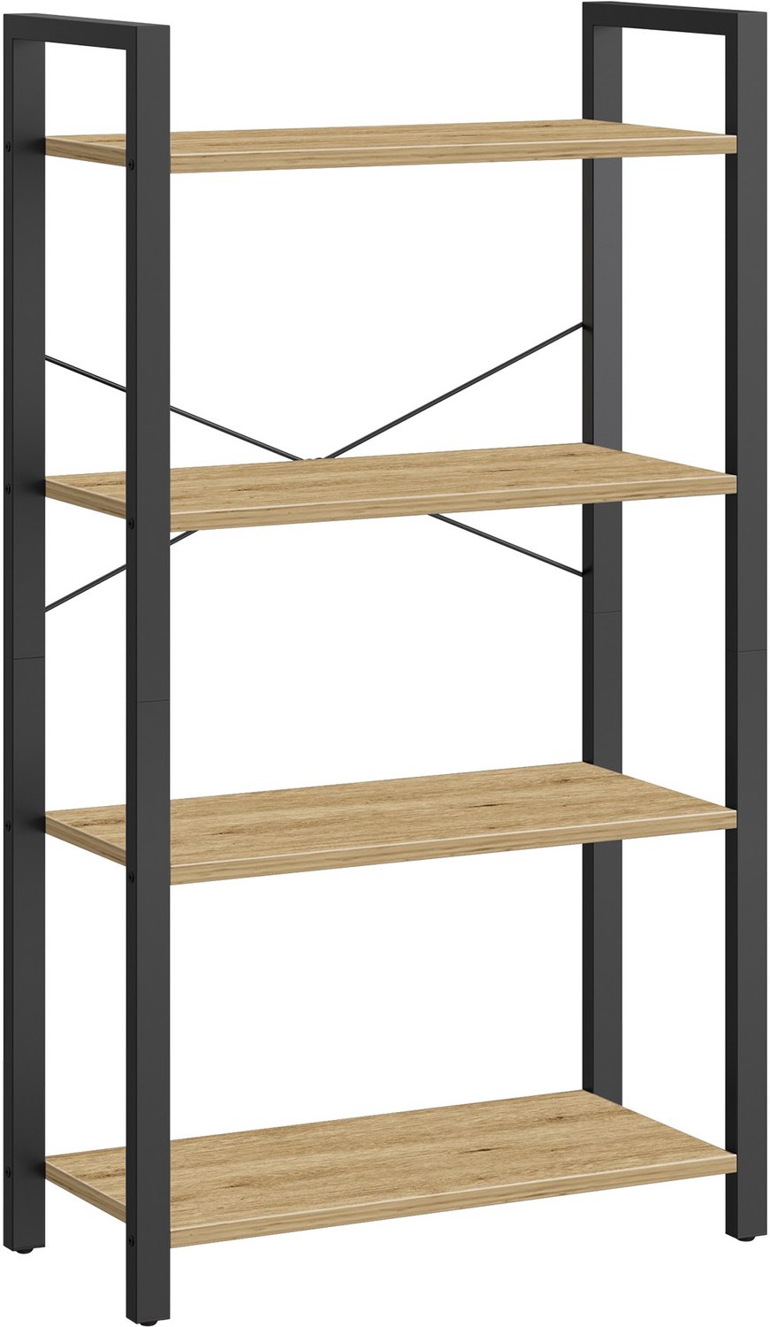 LEOBERT LLS60B88V1 Boekenkast met 4 Planken - Artisan Eikenlook en Zwart - 66 x 30 x 120 cm
