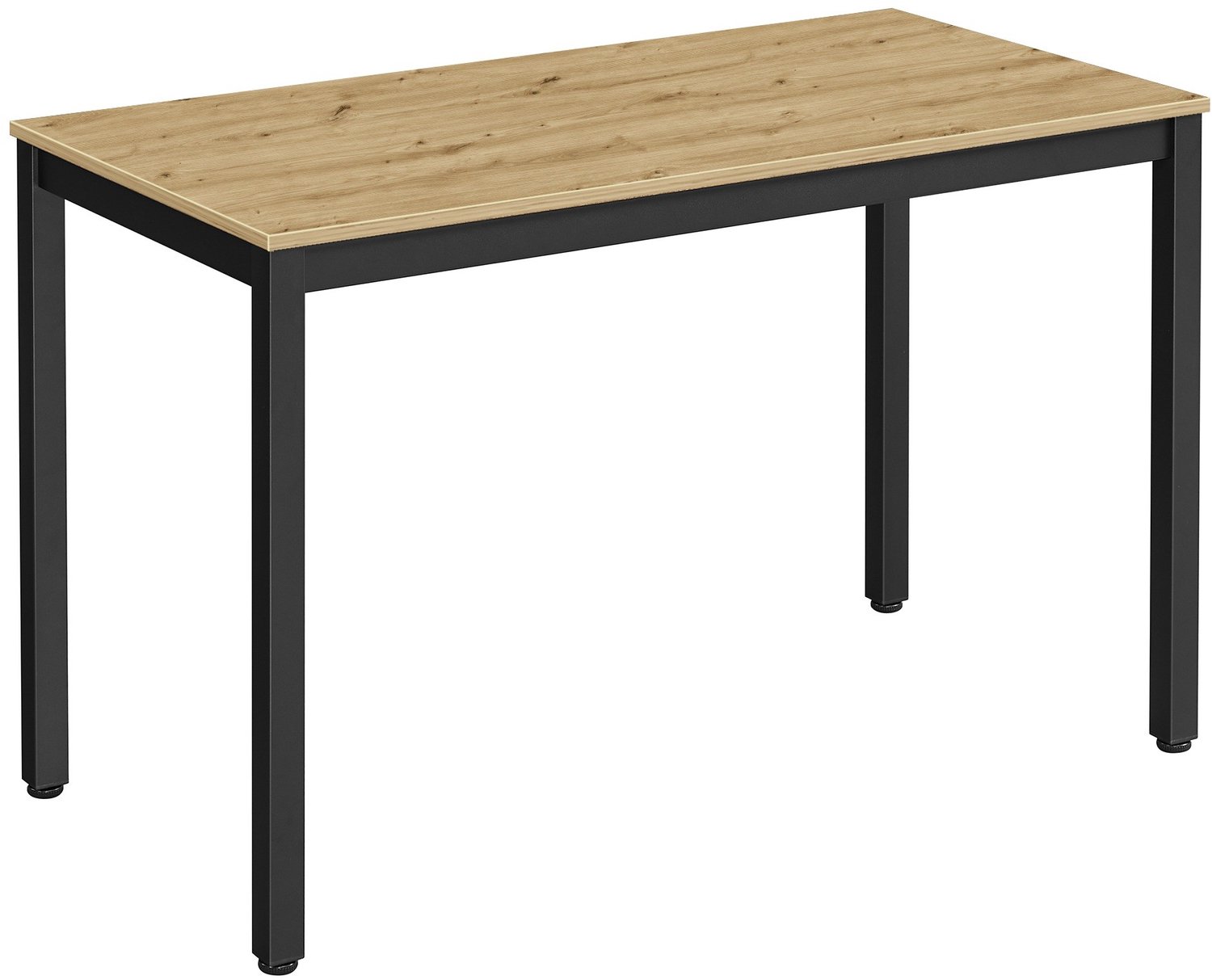 LEOBERT TESSA Eettafel - Artisan/Zwart - 120 x 60 x 76 cm - Met Verstelbare Voetjes Artisan eikenlook