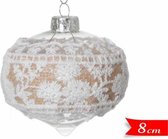 Kerstbal bekleed met bloemenmotief op textiel | diameter 8 cm.