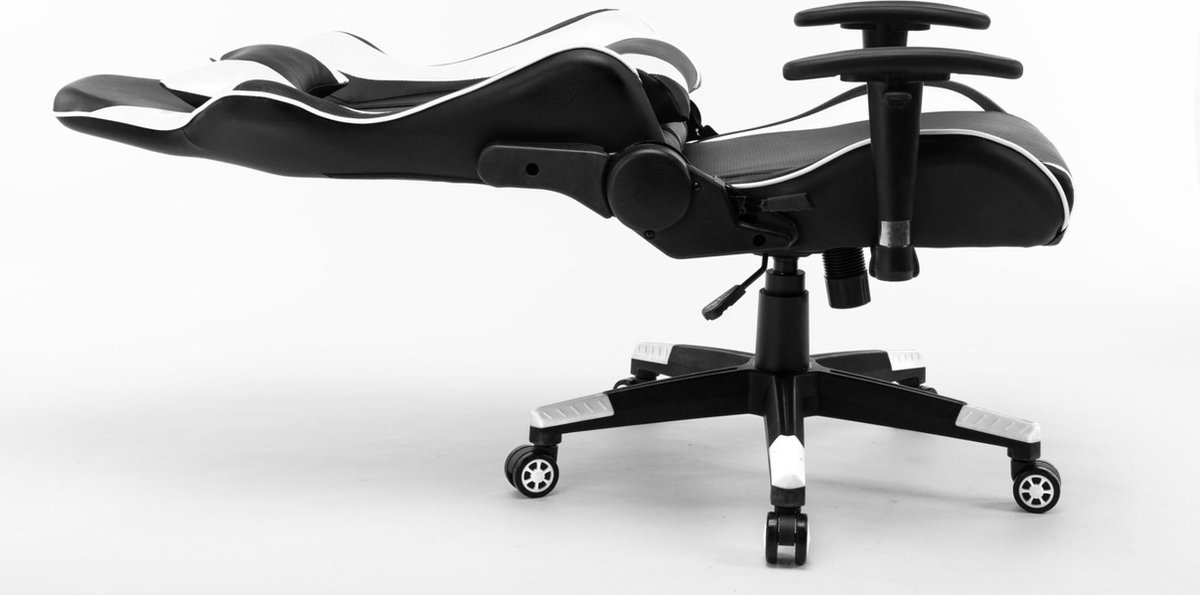 360° Draaibare Fauteuil In Sherpa Met Armleuningen En Lendenkussen Wit En Zwart