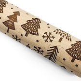 Deegroller Kerst print Kerstboom - Koekjes roller kerst decoratie Kerstboom - Beukenhout 39cm