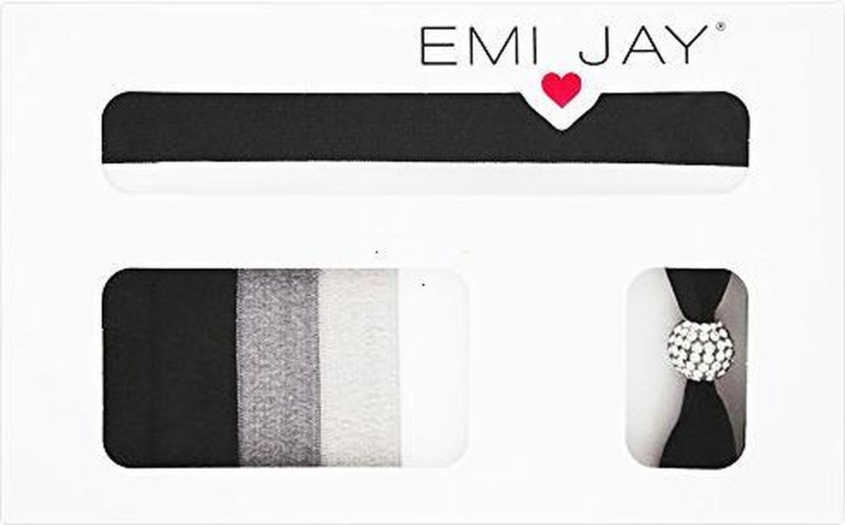 Emi Jay - Set regalo con elastici e fermacapelli, colori dal nero al bianco