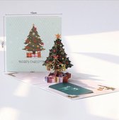 Popup Kerstkaart 3D - Kerstboom met cadeautjes pop-up kerstkaart met Berichtenpaneel-Voordeelpakket