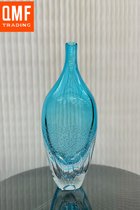 QMF Trading/Handgemaakt Vaas/Blauw Glas/H40*D16CM