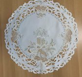 Tafelkleed - Kerst -  Creme met Kaarsen en bellen - Rond 60 cm