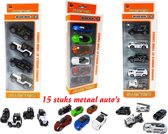 Model auto's 15 stuks - Die Cast Metal cars - Metaal mini auto's - Alloy Toys - speelgoed mini race, politie auto's