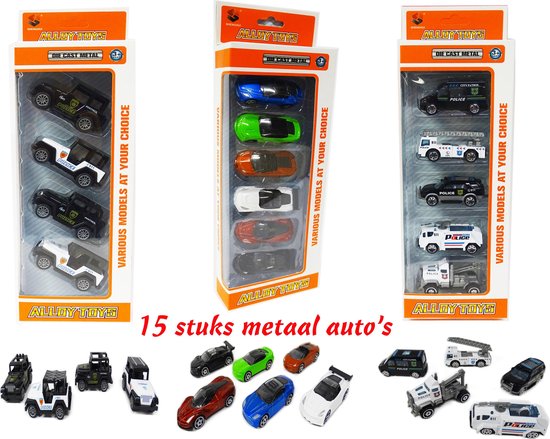 Dressoir Gymnastiek opzettelijk Model auto's 15 stuks - Die Cast Metal cars - Metaal mini auto's - Alloy  Toys -... | bol.com