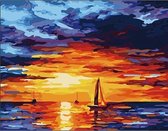 Dielay - Schilderen op Nummer - Zonsondergang - Painting by Numbers - 50x40 cm - Complete Set