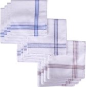 12 Heren Zakdoeken - 100% Katoen 40 x 40 cm - 3 kleuren