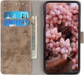 Xiaomi Mi 10T (Pro) Hoesje Retro Wallet Stand Kunst Leer Khaki