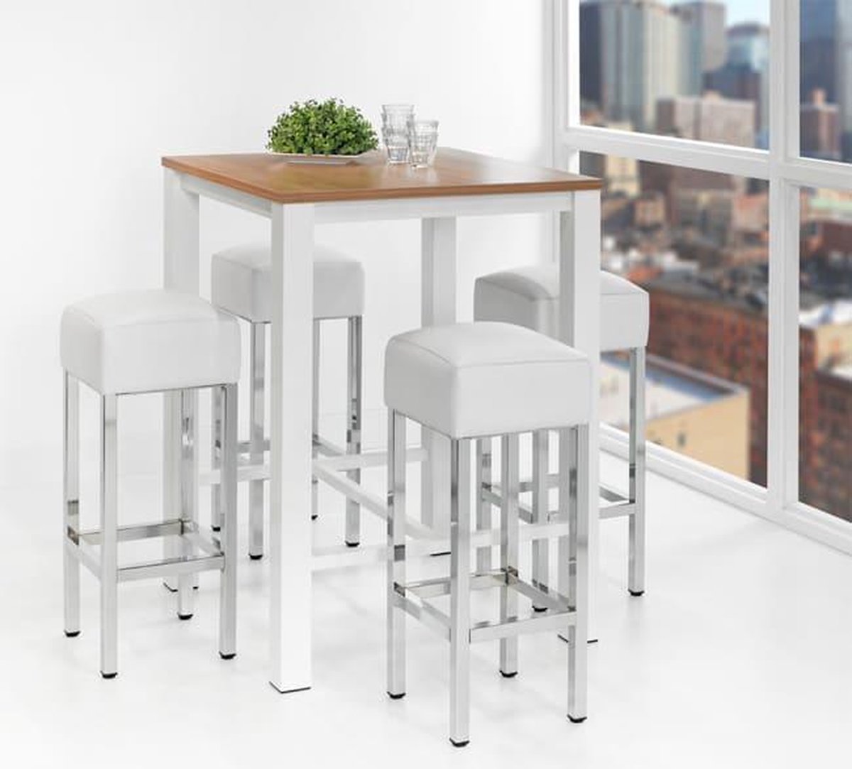 Hoge tafel: Statafel of bartafel 80x80cm Aluminium Beuken