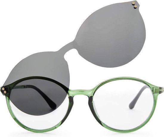 Nordic Vision easy duo, leesbril en zonneleesbril in 1 groen +2.00