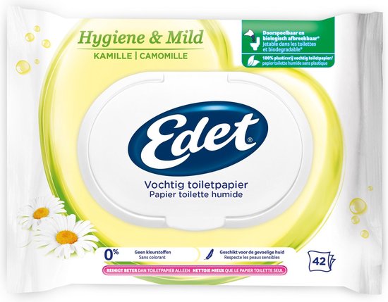 Edet Kamille vochtig wc papier - 7 stuks - met natuurlijke kamille  extracten | bol.com