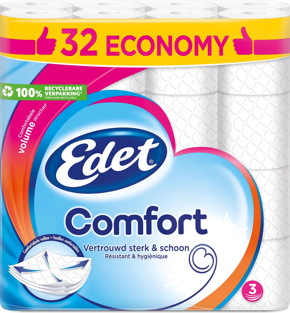 Edet Comfort - 3-laags wc papier - 32 rollen - Edet