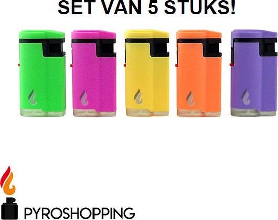 Foto: Pyroshopping rainbow burners set van 5 stuks stormaanstekers gasbranders windproof aanstekers aanstekers met stormvlam hervulbaar