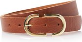 Take-it 3 cm cognac dames riem gouden gesp - 100% nerfleder - gouden gesp - Maat 85 - Totale lengte riem 100 cm