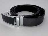 RR20-09.120 Dubbelzijdige Lederen Riem, bruin & zwart, draaibare buckle L120cm BR34mm