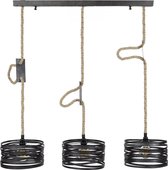 Moderne hanglamp met 3 gedraaide metalen kappen 3xØ30 cm leigrijs kleur