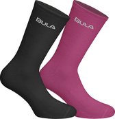 Bula sokken wol (2 paar) - roze/zwart - maat 30-33