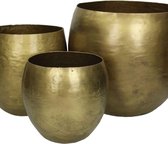 SVJ Bloempotten Ollam goud Set van 3 stuks - H 26 x Ø 28 cm -  Goud Decoratie