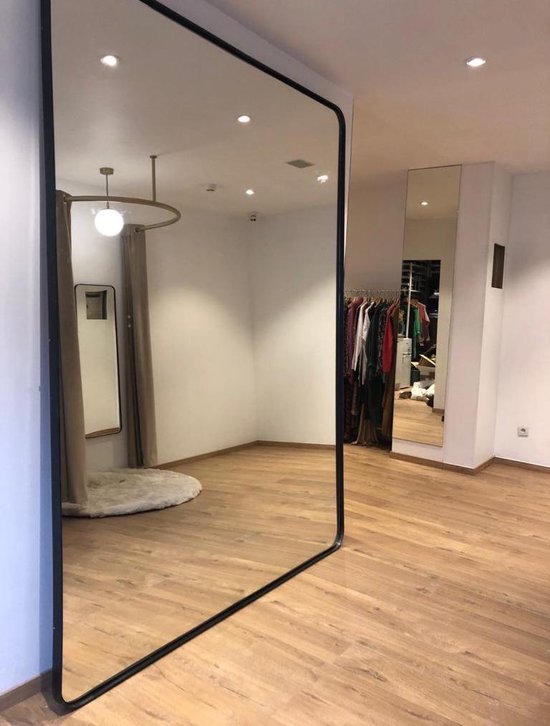 Exclusives - spiegel stalen lijst zwart - 240x180 - spiegels XL - staand en  ophangbaar | bol.com