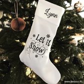Kerstsok Let it Snow - Witte kerstsok - Christmas Stockings - Kerstdecoratie - Kerstsok met naam