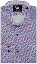 GENTS | Blumfontain Overhemd Heren Volwassenen bloemprint blauwrood Maat S 37/38