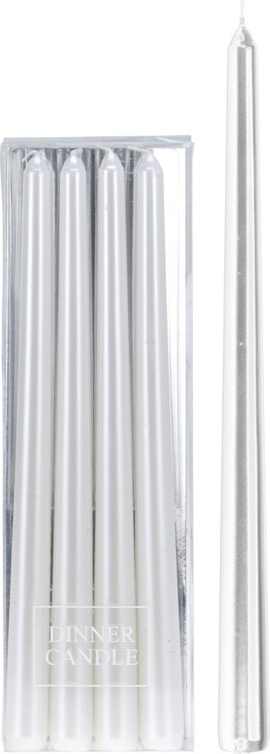 Dinerkaarsen - wit - parelmoer- dinerkaarsen - kerst - kerstverlichting - per 2 verpakkingen