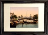 Oud Stadsgezicht Rotterdam - Oude Vismarkt aan de Leuvehaven - Foto Print Wanddecoratie Lijstje - 30x20 cm