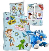 Toy Story dekbedovertrek - 1persoons 140x200 - dubbelzijdig polyester, incl. pluche Dino blauw 28 cm - Ankylosaurus