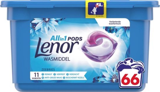 Lenor All In 1 Pods Zeebries - Voordeelverpakking 66 Wasbeurten - Wasmiddelcapsules