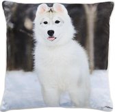 Kussen WHITE DOG - ca. 45x45 cm - 100% polyester ( set van 2 stuks )