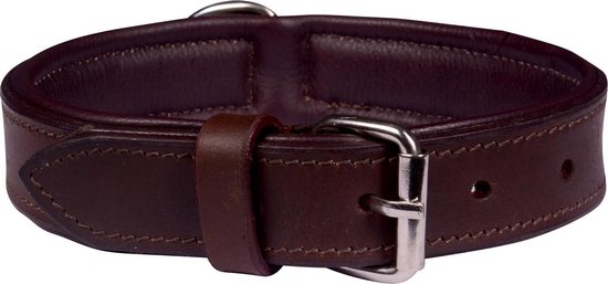 Luxe Halsband voor Honden - Echt Leer / Leder - Maat XS - 44x2 cm - Bruin - Dielay