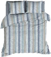 Romanette Kevin - Flanel - Dekbedovertrek - Lits-jumeaux - 270x200/220 cm - Blauw/Beige