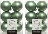 48x Salie groene kunststof kerstballen 6 cm - Mat/glans - Onbreekbare plastic kerstballen - Kerstboomversiering salie groen
